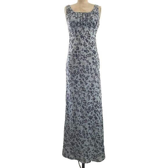 Vintage 90s Rampage Blue Floral Long Sleeveless Cottagecore Maxi Dress XS/S - Picture 2 of 6